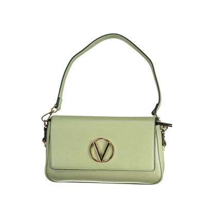 Mario Valentino Green Polyethylene Handbag with logo, removable shoulder strap, and pockets for phone holder spaces.
