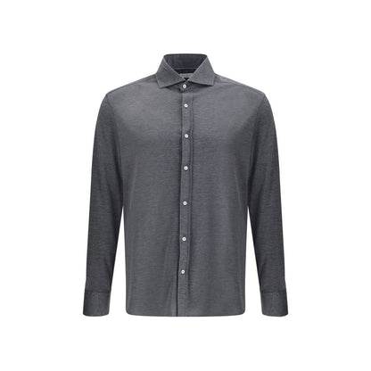 Brunello Cucinelli Gray Silk Shirt