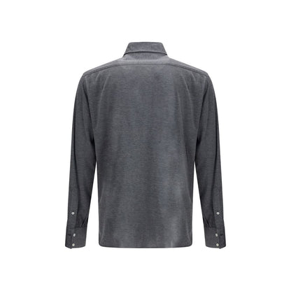 Brunello Cucinelli Gray Silk Shirt