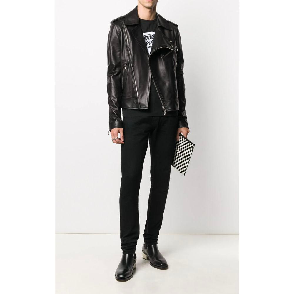 Balmain Black Leather Jacket BA-15439-IT50 | L