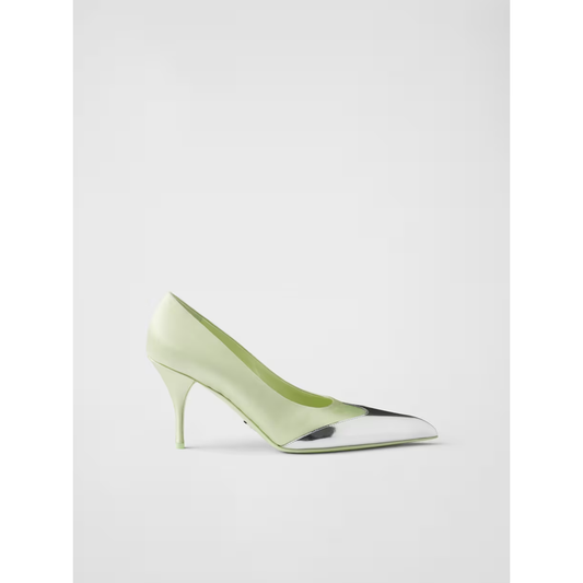 Prada Satin And Metallic Leather Pumps