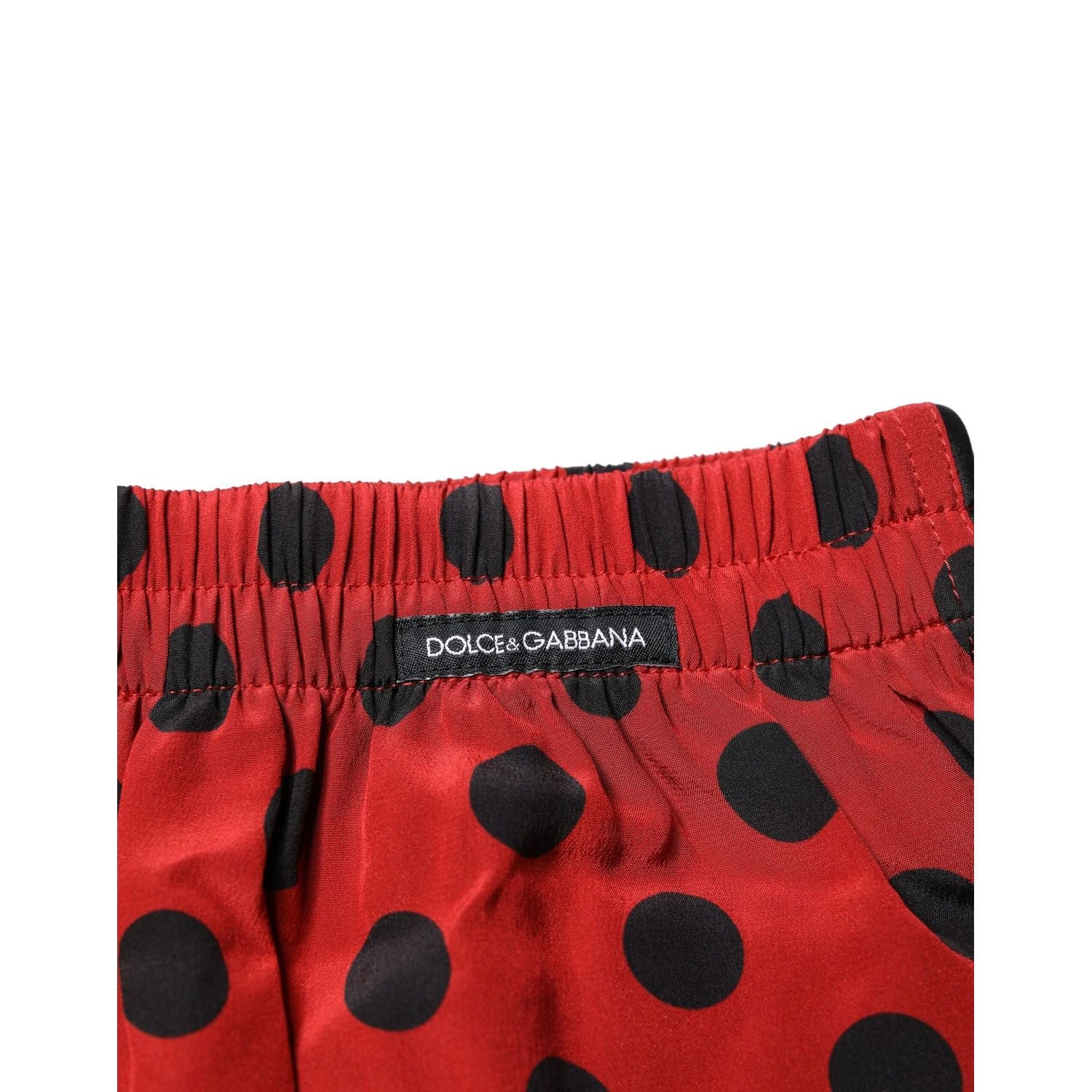Dolce & Gabbana Red Silk Polka Dot Boxer Shorts Underwear
