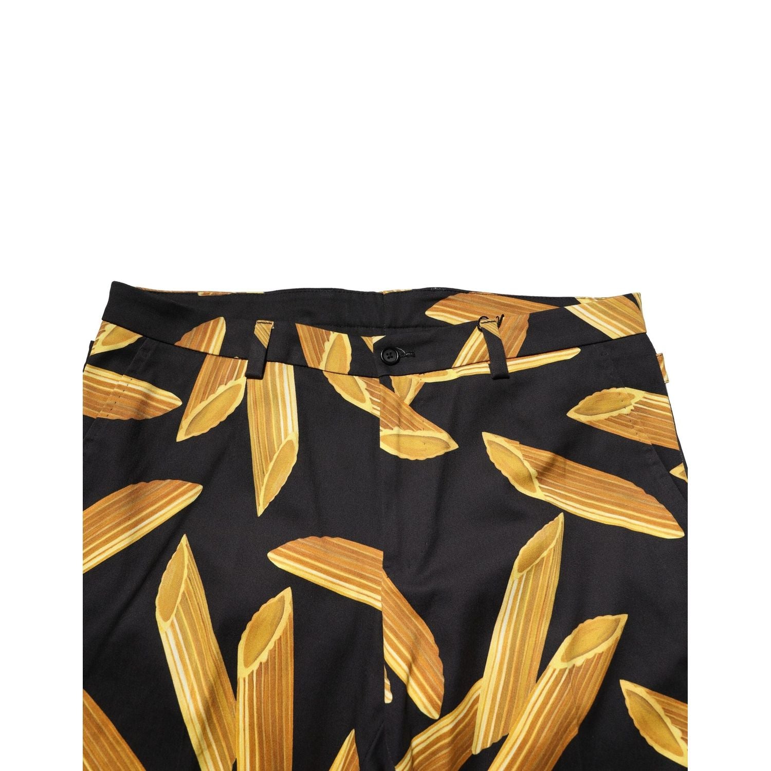 Dolce & Gabbana Black Pasta Print Tapered Men Pants