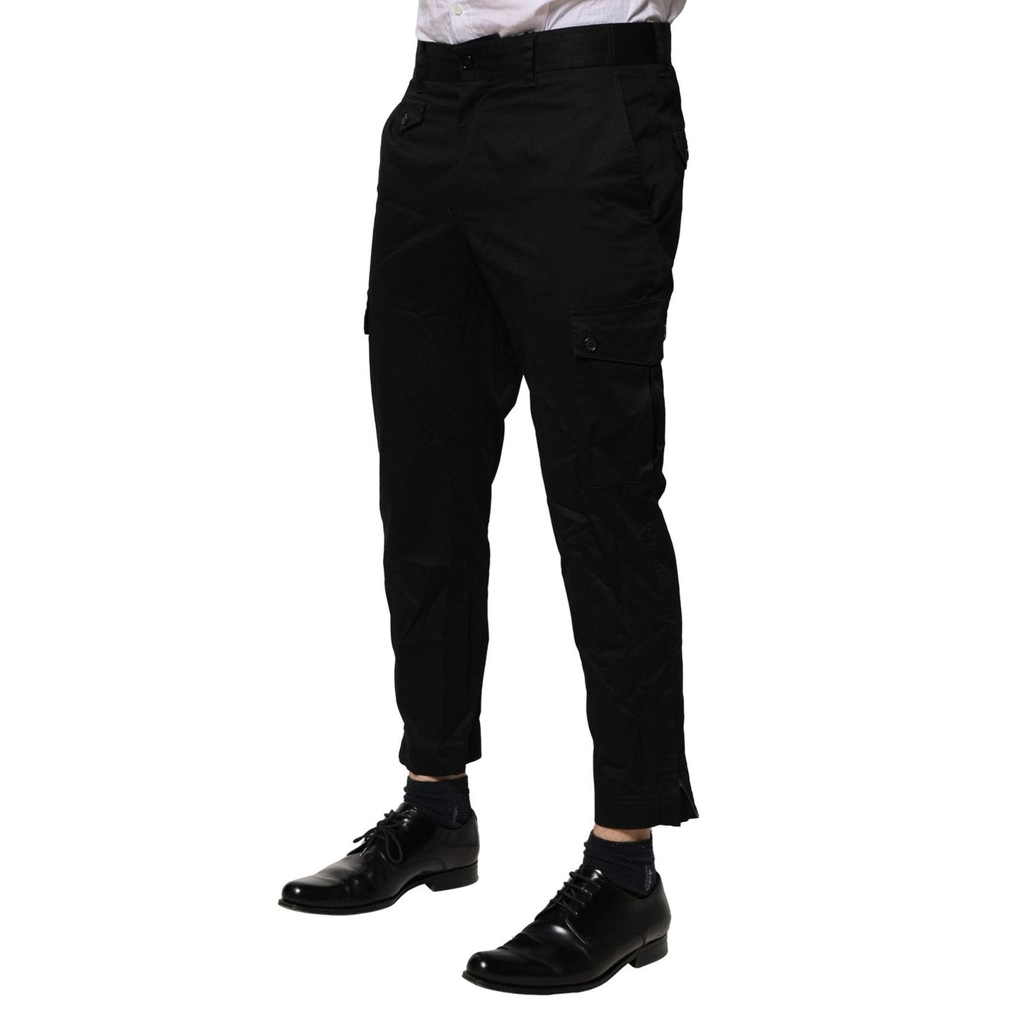 Dolce & Gabbana Black Cotton Dress Slim Formal Pants
