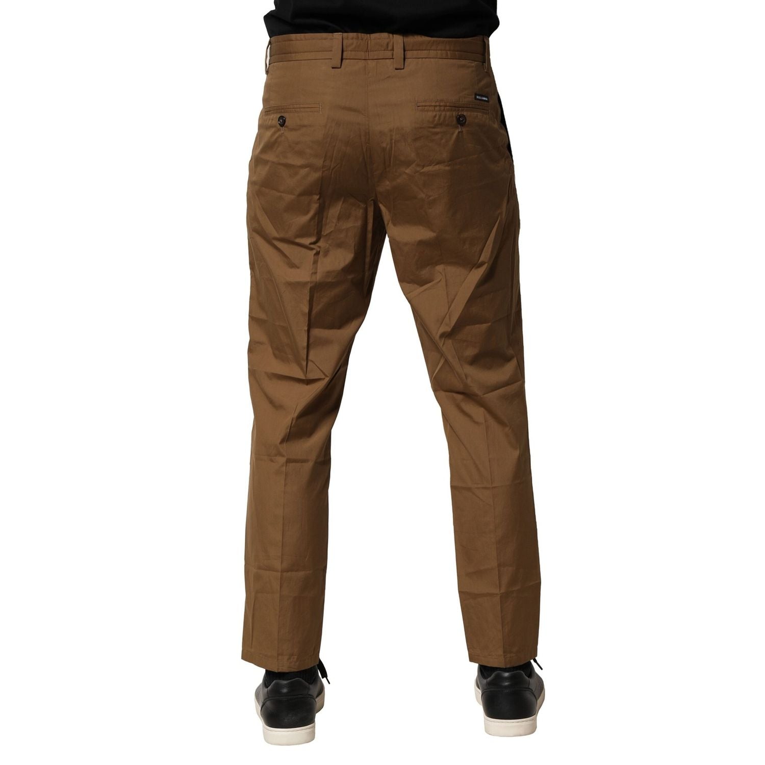 Dolce & Gabbana Brown Cotton Chino Mid Waist Men Pants