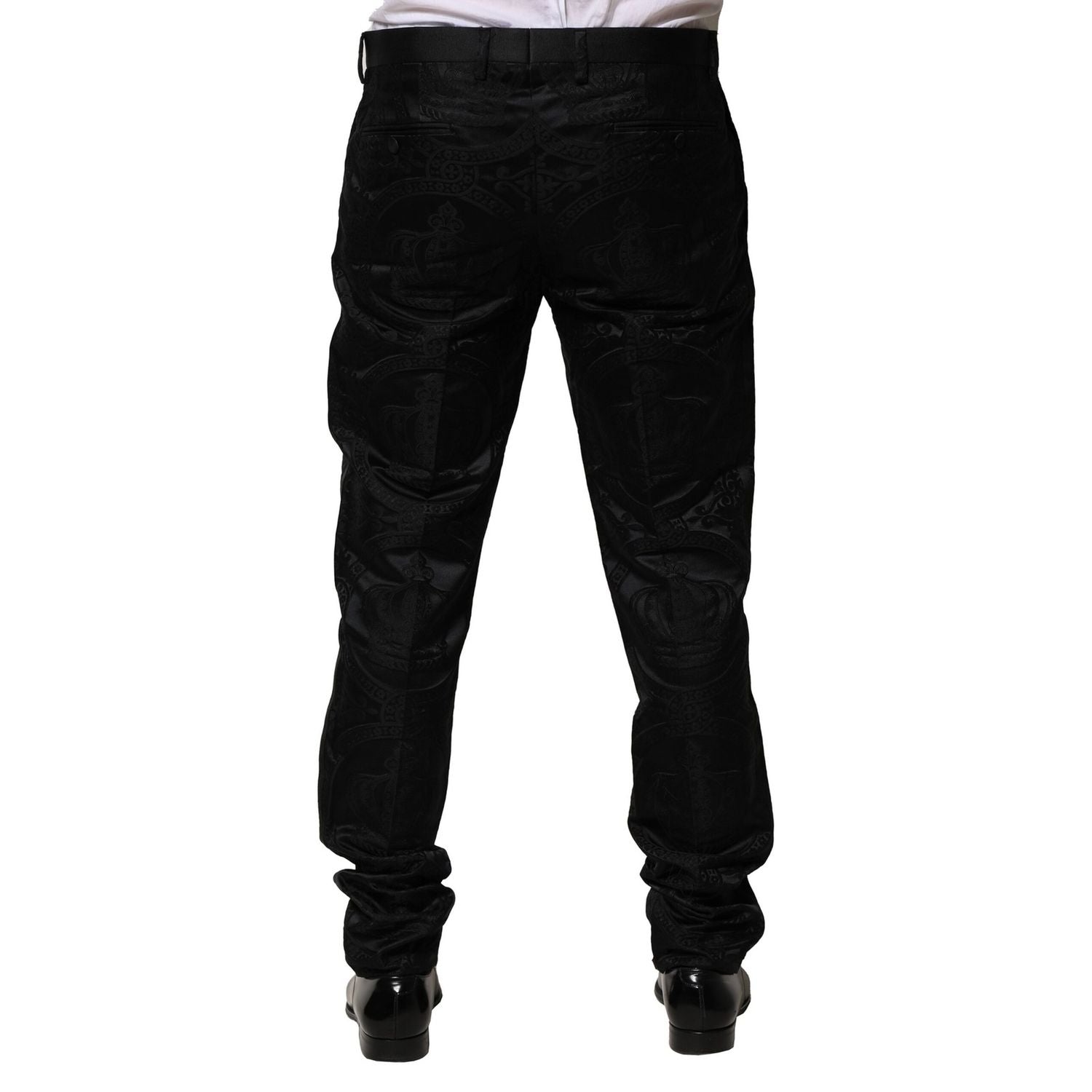Dolce & Gabbana Black Cotton DG Crown Dress Pants