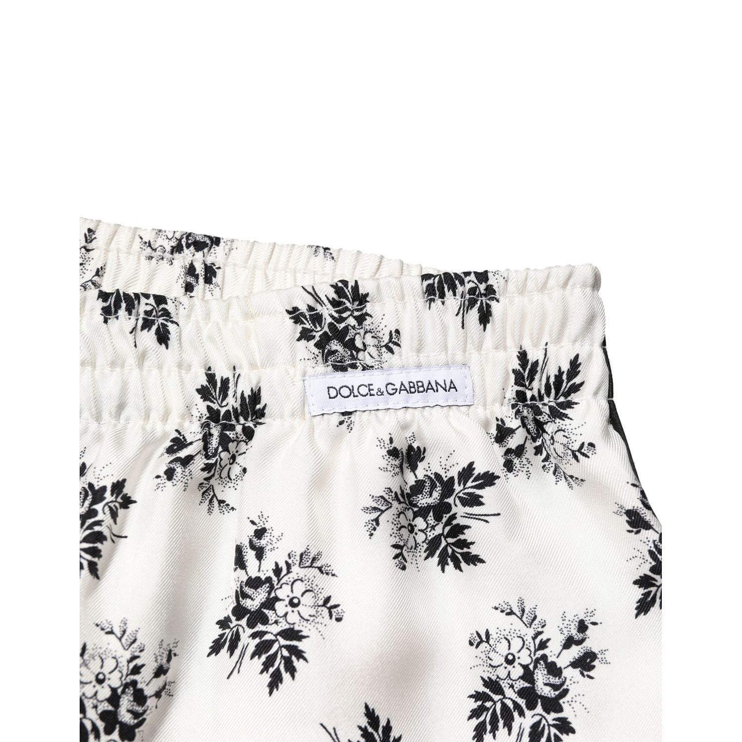 Dolce & Gabbana White Floral Silk Casual Lounge Pants