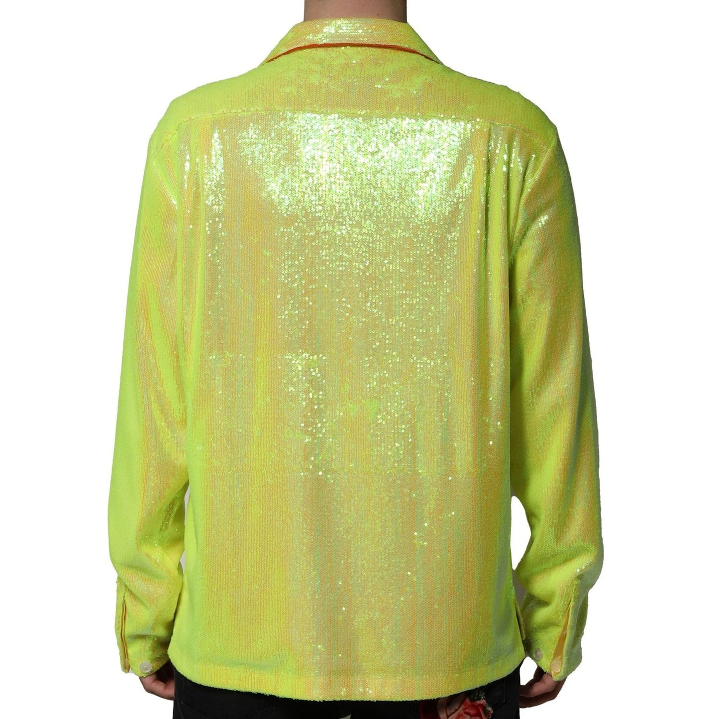 Dolce & Gabbana Yellow Sequin Polyester Lounge Casual Shirt TSH90481-40