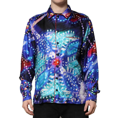 Dolce & Gabbana Multicolor Printed Silk Lounge Casual Shirt