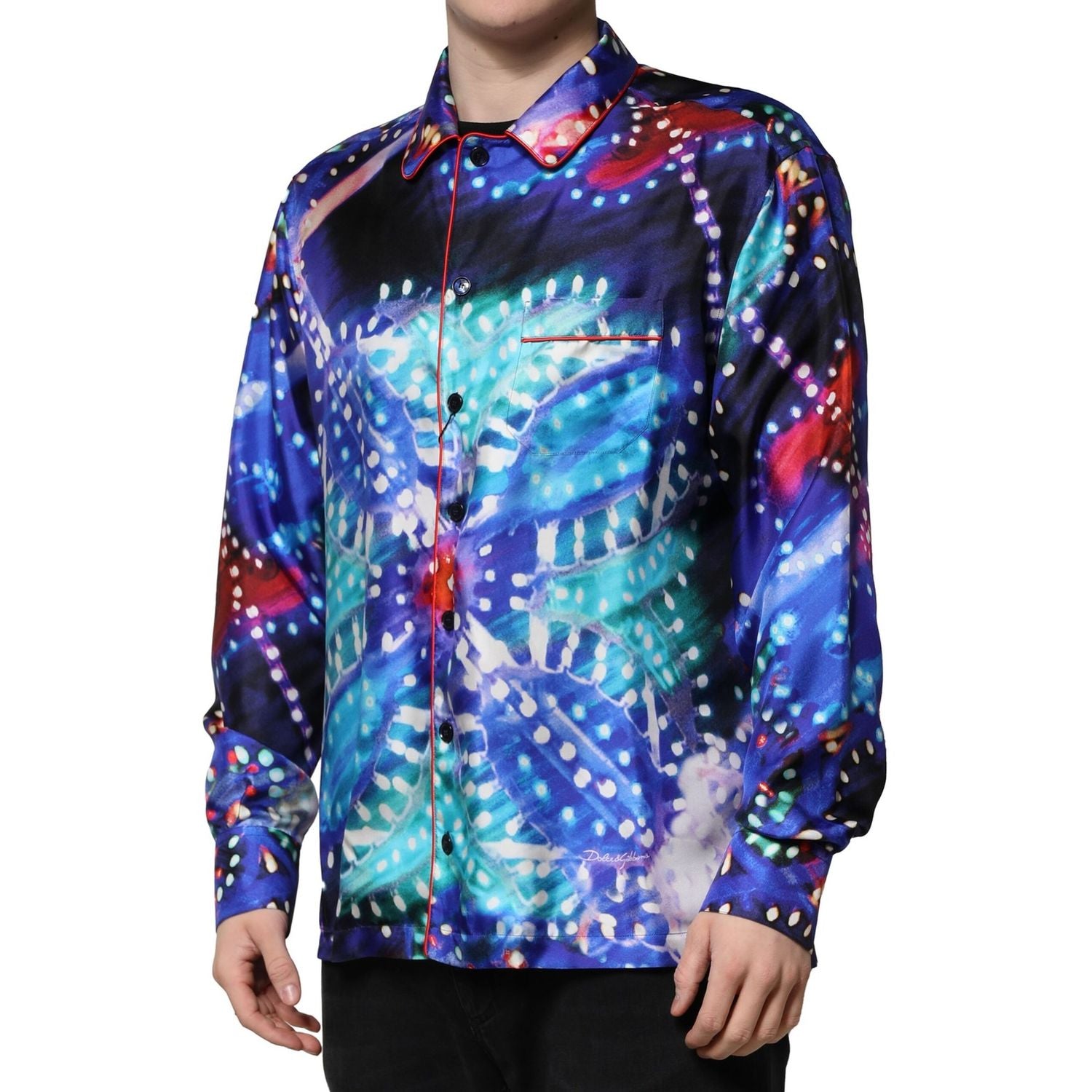 Dolce & Gabbana Multicolor Printed Silk Lounge Casual Shirt