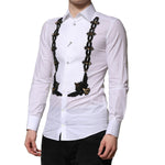 Dolce & Gabbana White GOLD Embellished Formal Men Dress Shirt TSH90683-38
