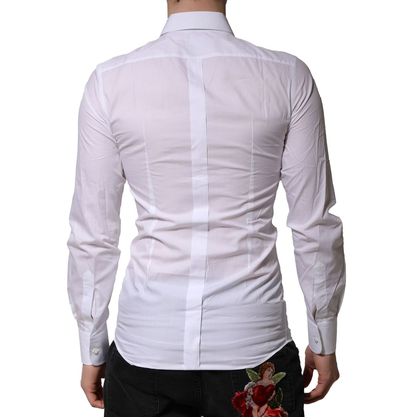 Dolce & Gabbana White GOLD Embellished Formal Men Dress Shirt TSH90683-38