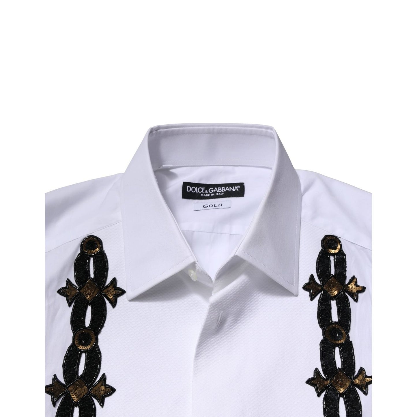 Dolce & Gabbana White GOLD Embellished Formal Men Dress Shirt TSH90683-38