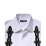 Dolce & Gabbana White GOLD Embellished Formal Men Dress Shirt TSH90683-38