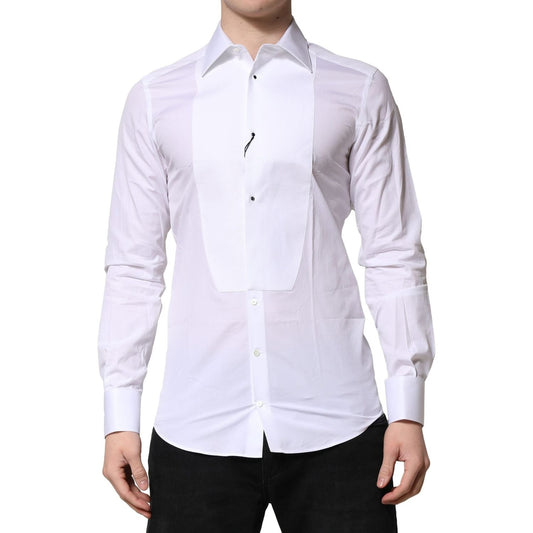 Dolce & Gabbana White GOLD Crown Cotton Dress Formal Shirt TSH90684-39
