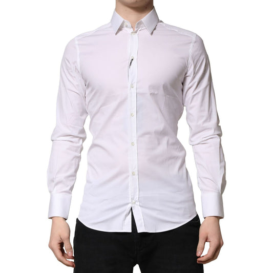 Dolce & Gabbana White GOLD Cotton Men Dress Formal Shirt TSH90686-38