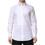Dolce & Gabbana White Bib Cotton Poplin GOLD Formal Shirt TSH90699-40