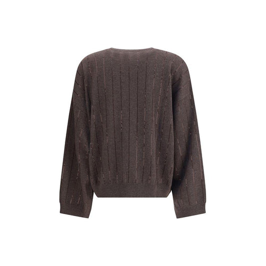 Brunello Cucinelli Brunello Cucinelli Sweater with sequins BR-M12215100PC2559-L 1728,72470364320,Brown,Brunello Cucinelli,Clothing,L,New with tags,Sweaters - Women - Clothing,Women,Women - Clothing