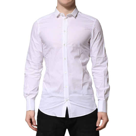 Dolce & Gabbana White Cotton GOLD Long Sleeves Formal Shirt TSH906721-39