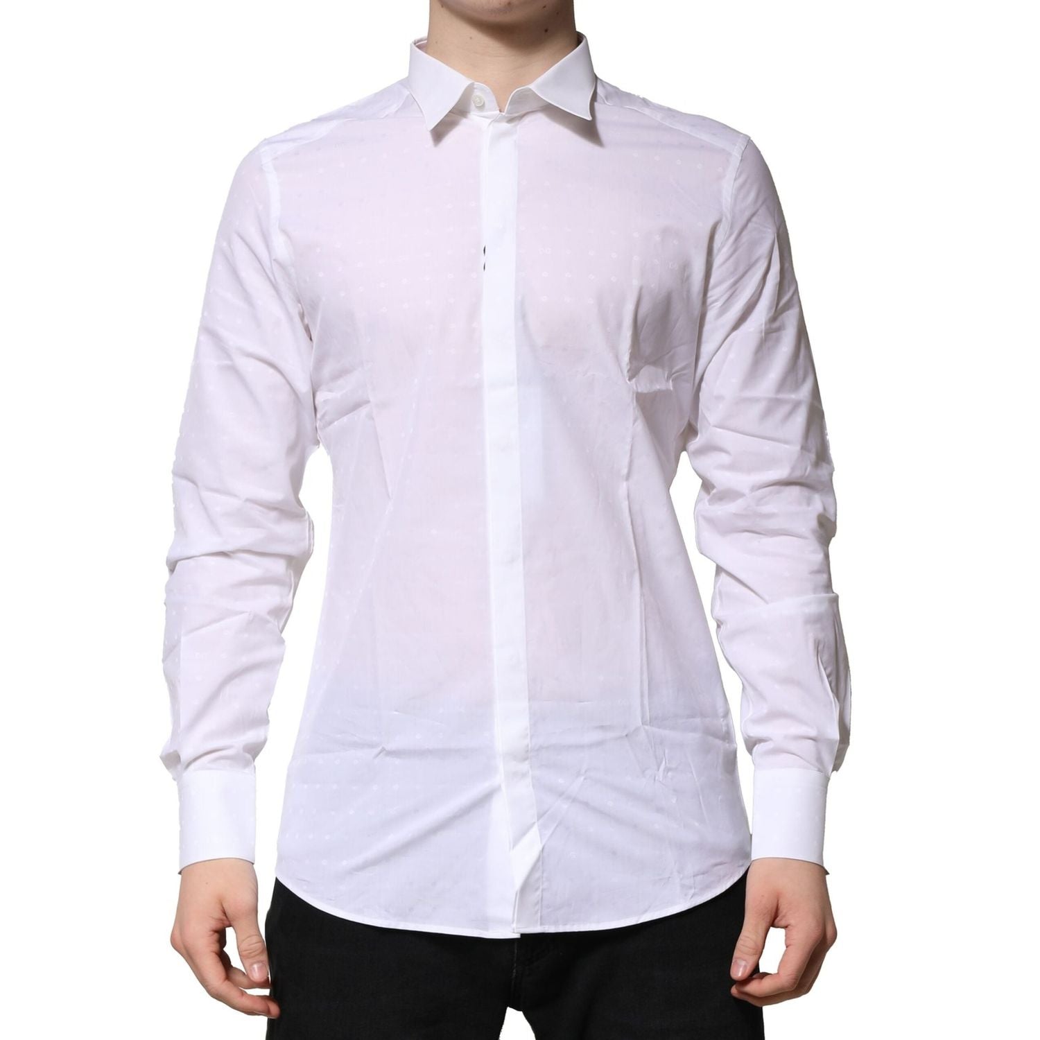 Dolce & Gabbana White Cotton GOLD Long Sleeves Formal Shirt