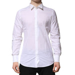 Dolce & Gabbana White Cotton GOLD Long Sleeves Formal Shirt TSH906819-40