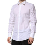 Dolce & Gabbana White Cotton GOLD Long Sleeves Formal Shirt TSH906819-40