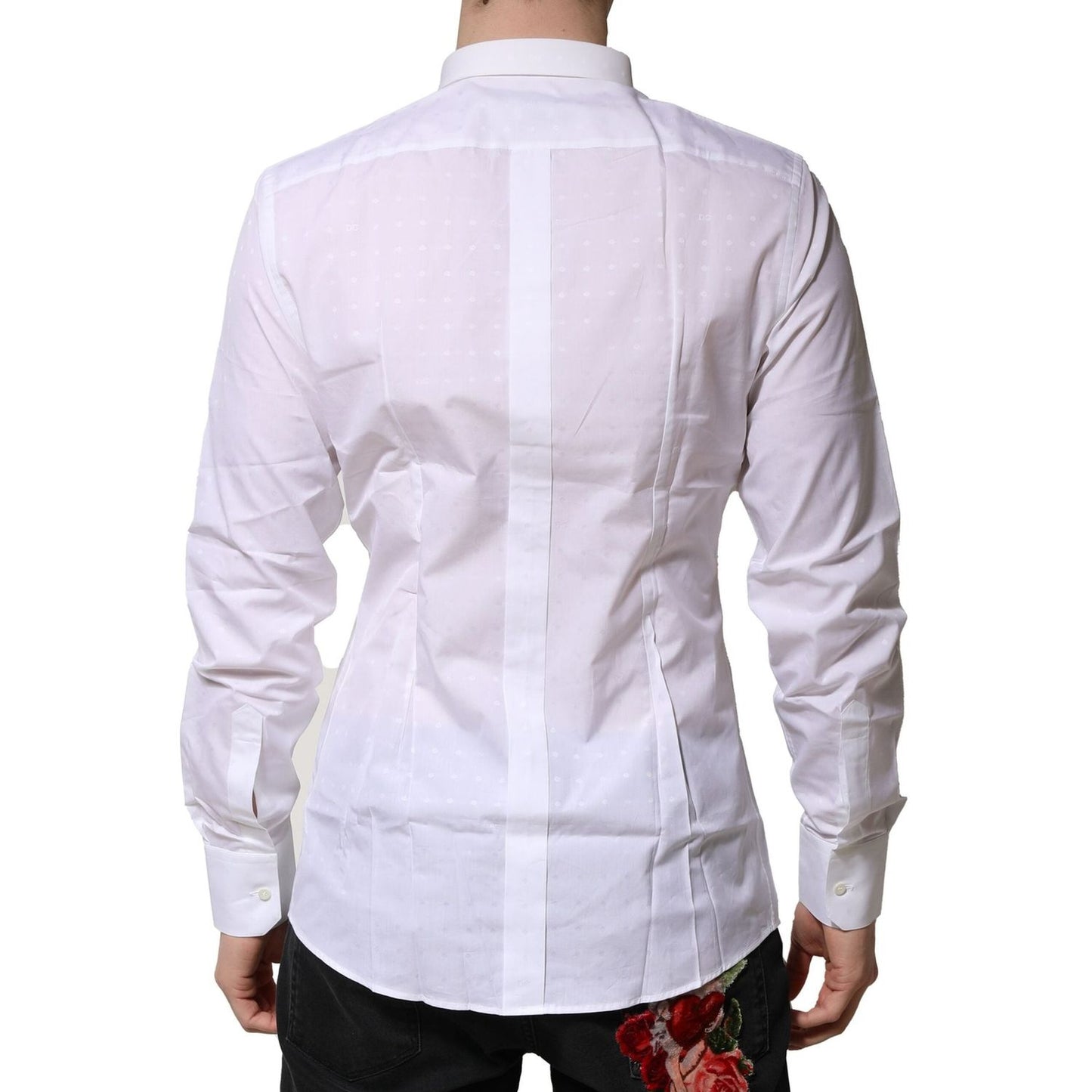Dolce & Gabbana White Cotton GOLD Long Sleeves Formal Shirt TSH906819-40