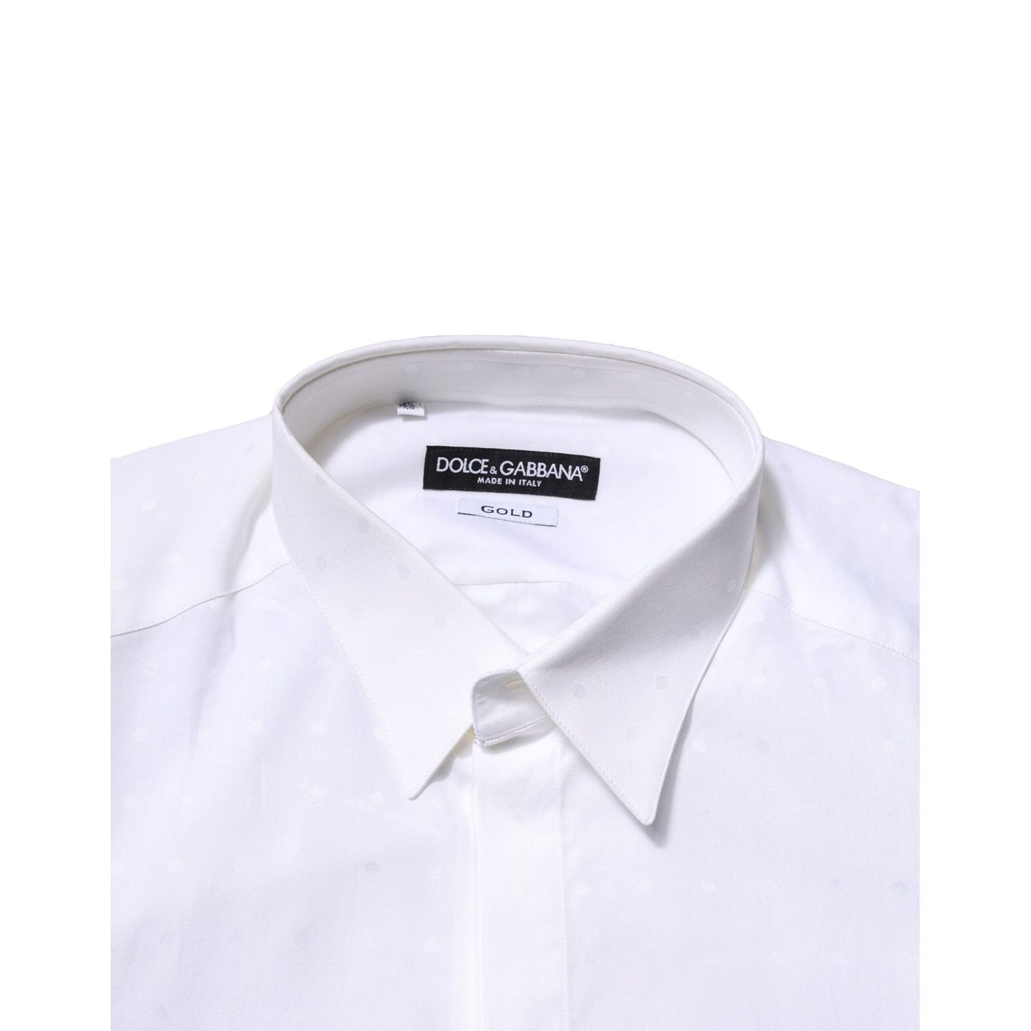 Dolce & Gabbana White Cotton GOLD Long Sleeves Formal Shirt TSH906819-40