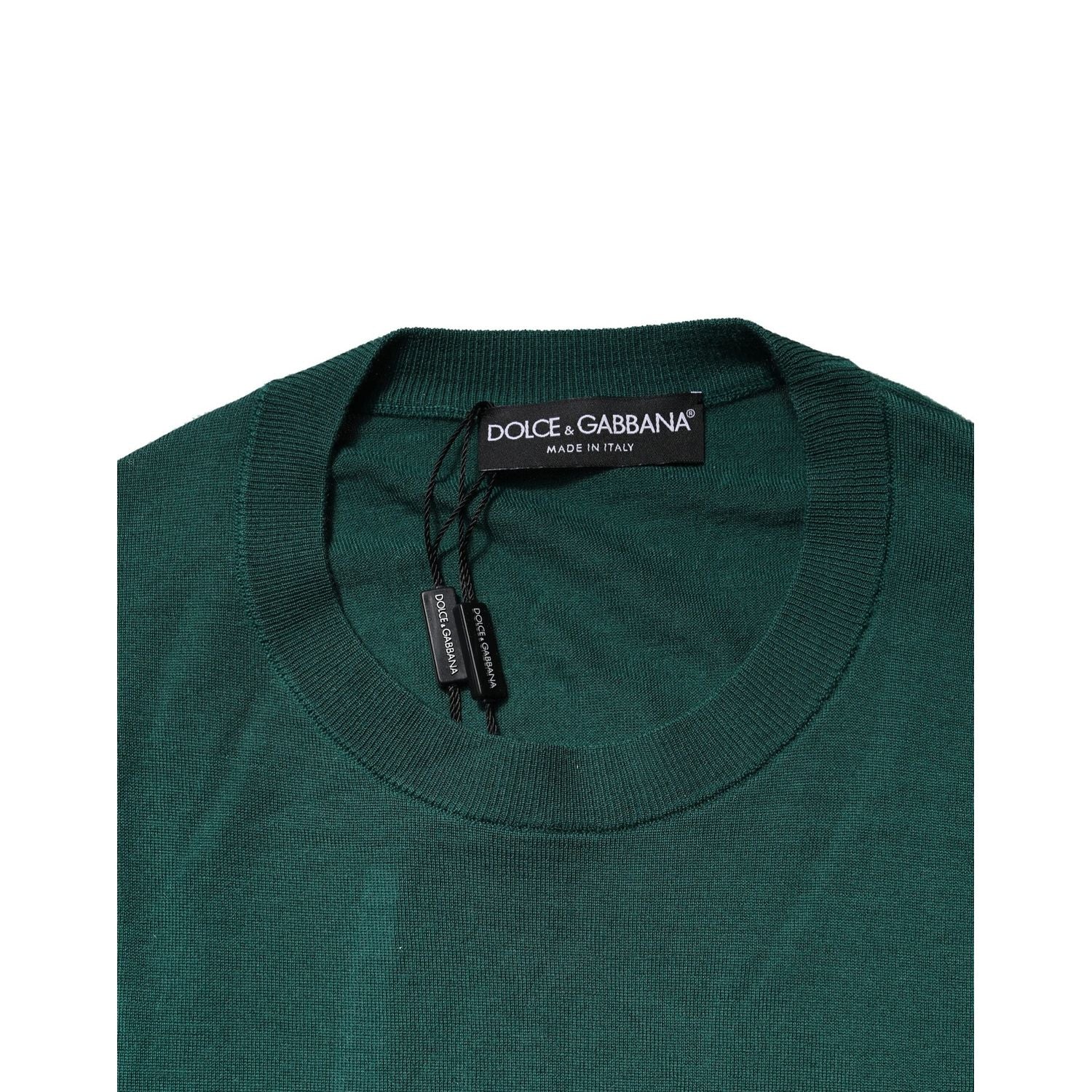 Dolce & Gabbana Green Cashmere Crew Neck Sweatshirt Sweater