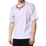 Dolce & Gabbana White Embellished Cotton Crew Neck T-shirt TSH90702-48