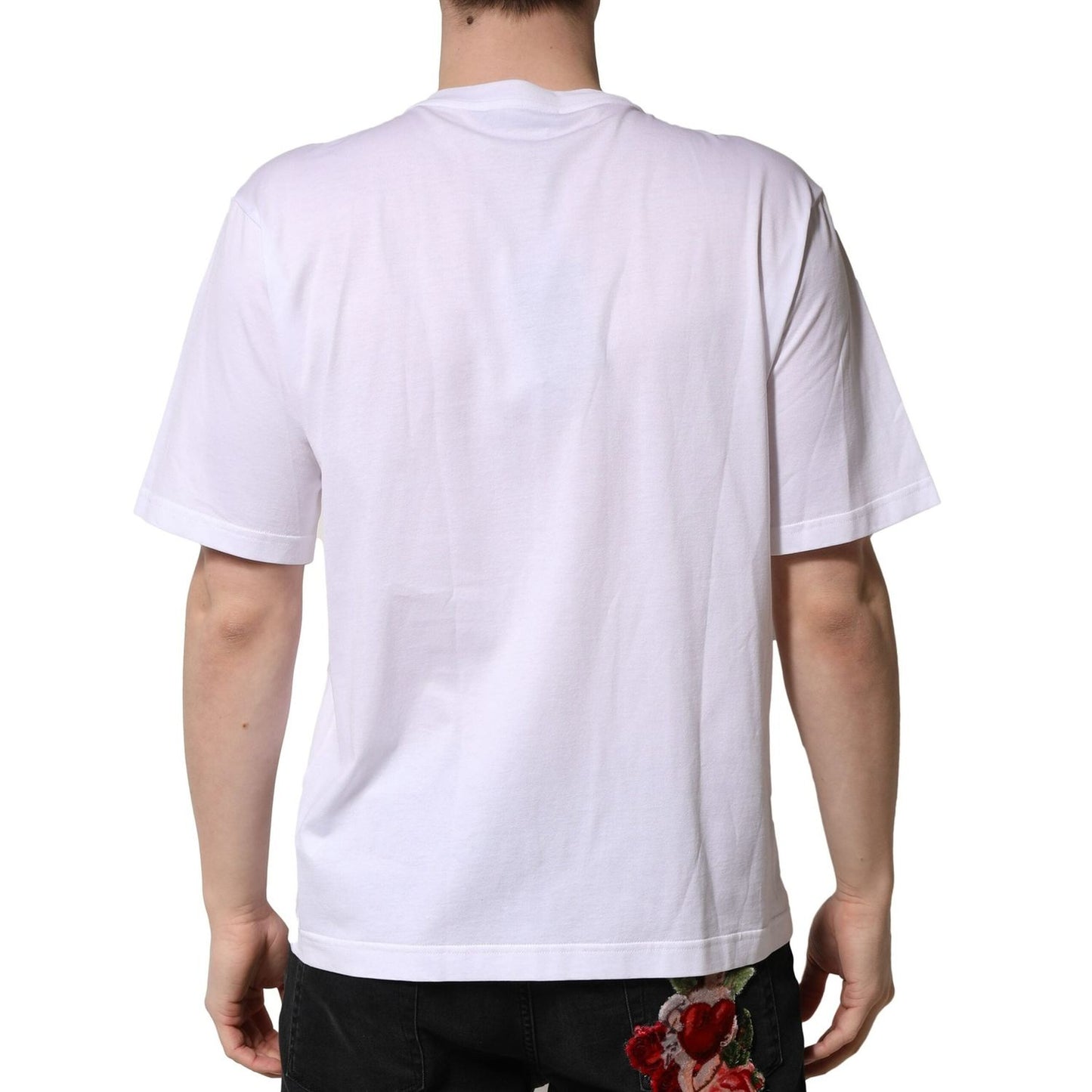 Dolce & Gabbana White Embellished Cotton Crew Neck T-shirt TSH90702-48