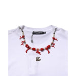 Dolce & Gabbana White Embellished Cotton Crew Neck T-shirt TSH90702-48