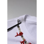 Dolce & Gabbana White Embellished Cotton Crew Neck T-shirt TSH90702-48