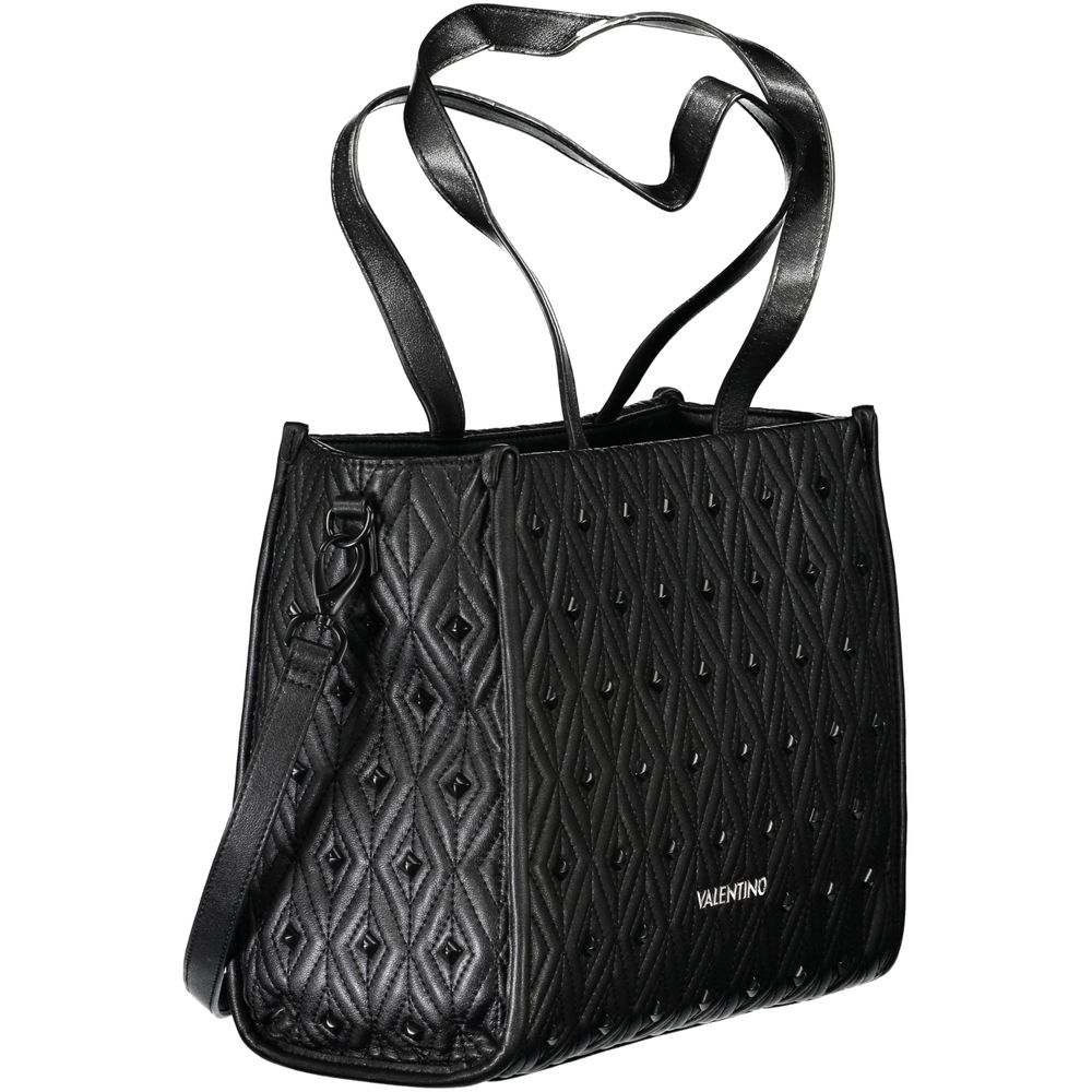 Mario Valentino Black Polyethylene Women Handbag with shoulder handles and adjustable strap