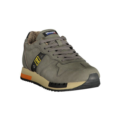 Blauer Gray Polyethylene Men Sneaker with dynamic laces and contrasting details, featuring the iconic Blauer logo and removable footbed.