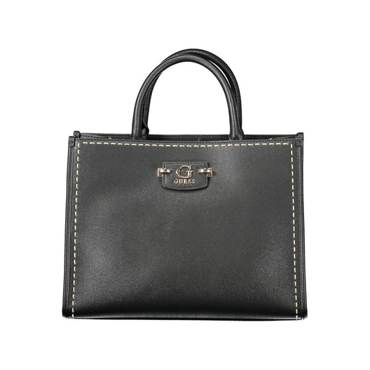 Guess Jeans Black Polyethylene Women Handbag with robust handles and elegant design.