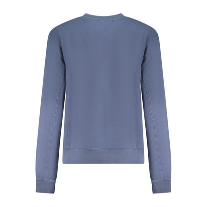 Back view of North Sails Blue Cotton Women Sweater showcasing its soft fabric and casual chic design.