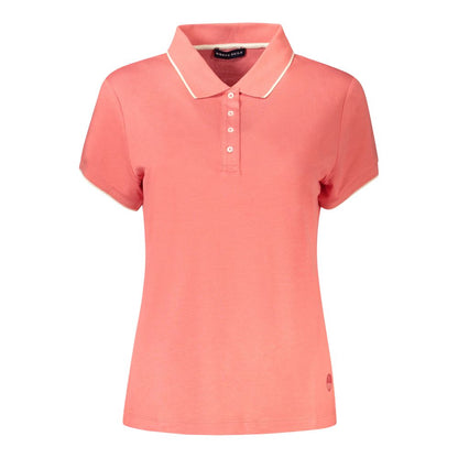 North Sails Pink Cotton Women Polo Shirt with contrast detailing and bold logo print.