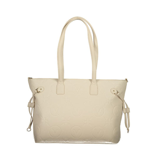 Mario Valentino Beige Polyethylene Handbag with adjustable straps and zip closure.