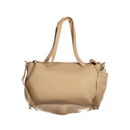 Mario Valentino Beige Polyurethane Women's Bag with Adjustable Shoulder Strap