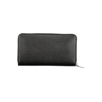 Calvin Klein Black Polyethylene Women Wallet, eco-friendly, sleek design with compartments, ideal for modern fashion trends.