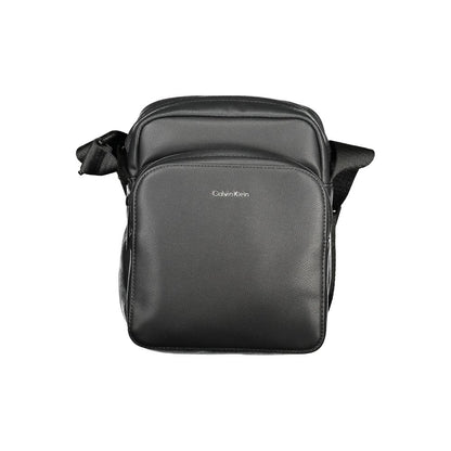Calvin Klein Black Polyester Men Shoulder Bag with adjustable strap, exterior pocket, and zip closure.