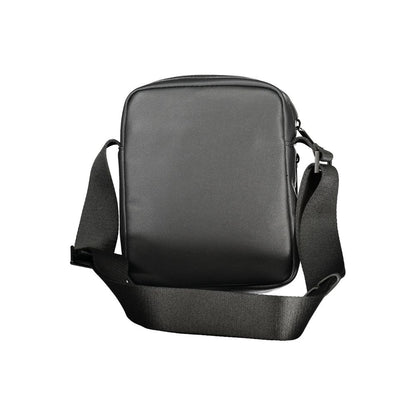Calvin Klein Black Polyester Men Shoulder Bag with adjustable strap and zip closure, featuring iconic logo and exterior pocket.
