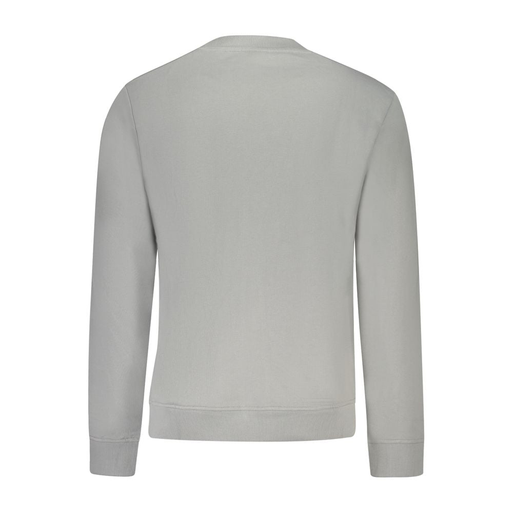 Back view of a Napapijri Gray Cotton Men Sweater showcasing the sleek design and comfort-focused style.