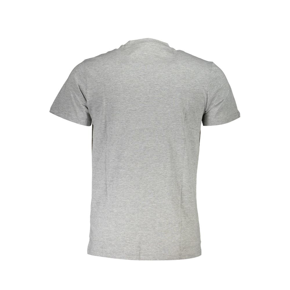 Back view of Cavalli Class Brown Cotton Men T-Shirt displaying short sleeves and premium cotton fabric for modern style.