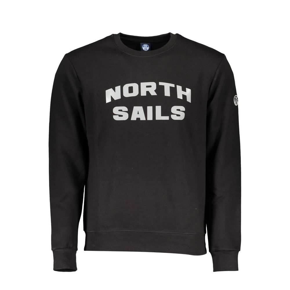 North Sails "Black Cotton Men Sweater" featuring crew neck and bold print