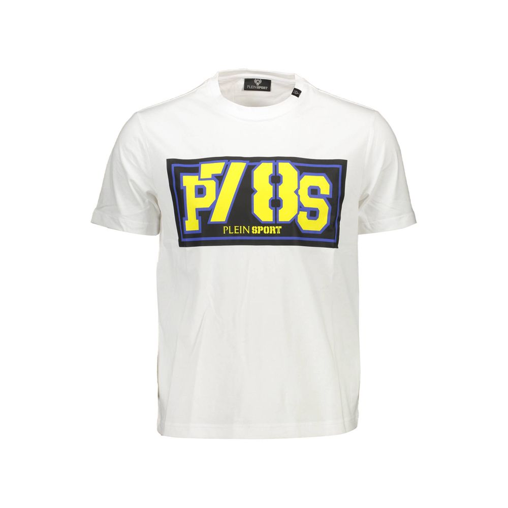 Plein Sport White Cotton Men T-Shirt featuring logo and bold print design