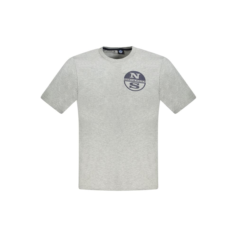 North Sails Brown Cotton Men T-Shirt with logo print, short sleeves, and crew neck for casual style and comfort.
