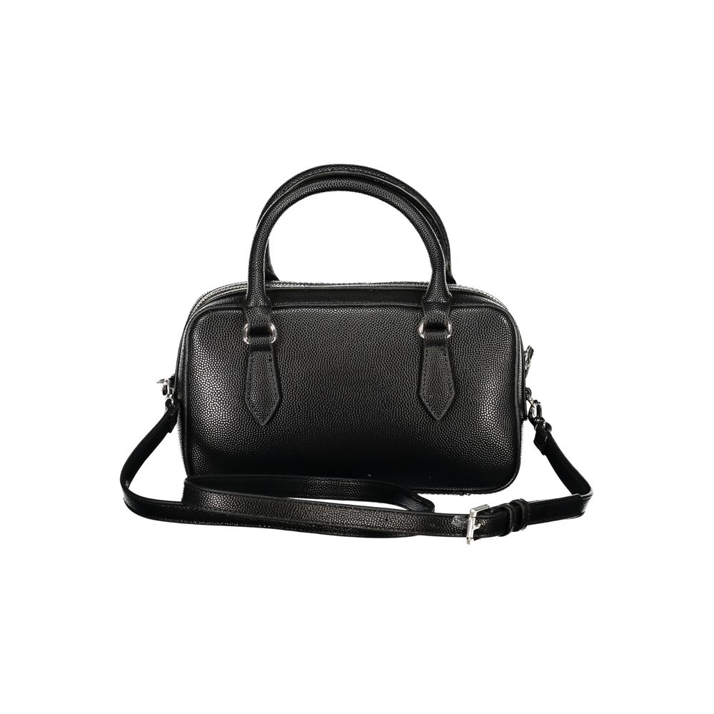 Mario Valentino Black Polyethylene Women Handbag, elegant and structured with adjustable strap, perfect for urban style and functionality.