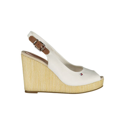 Tommy Hilfiger White Cotton Wedge Sandals Tommy Hilfiger